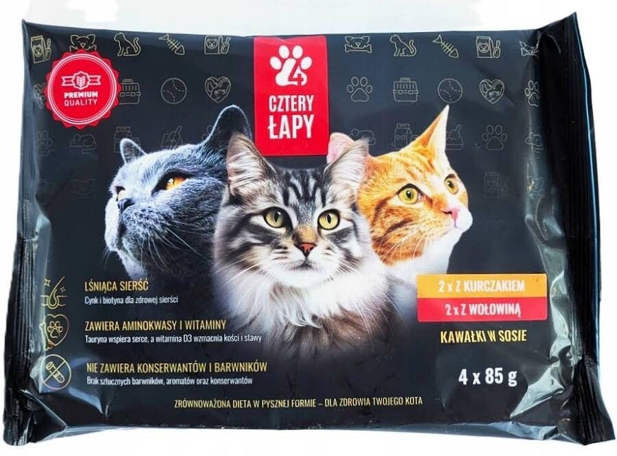 Karma mokra dla kota saszetki Cztery Łapy Premium 4x85g