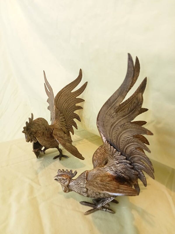 Brass fighting cocks