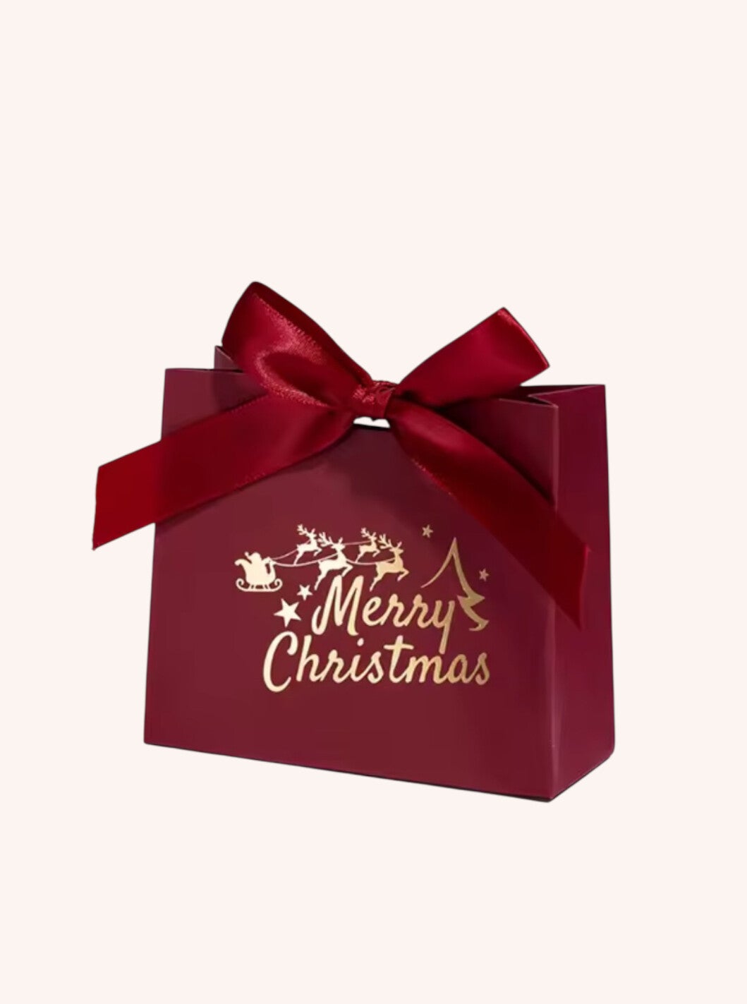 Cadeautasje Merry Christmas warm rood 11.5 x 4.5 x 10 cm