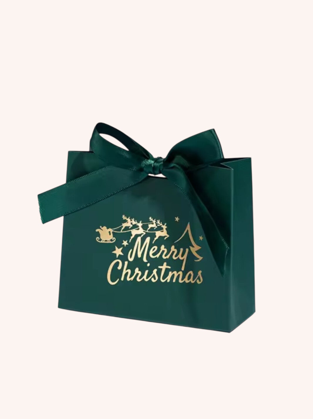 Cadeautasje Merry Christmas warm groen 11.5 x 4.5 x 10 cm