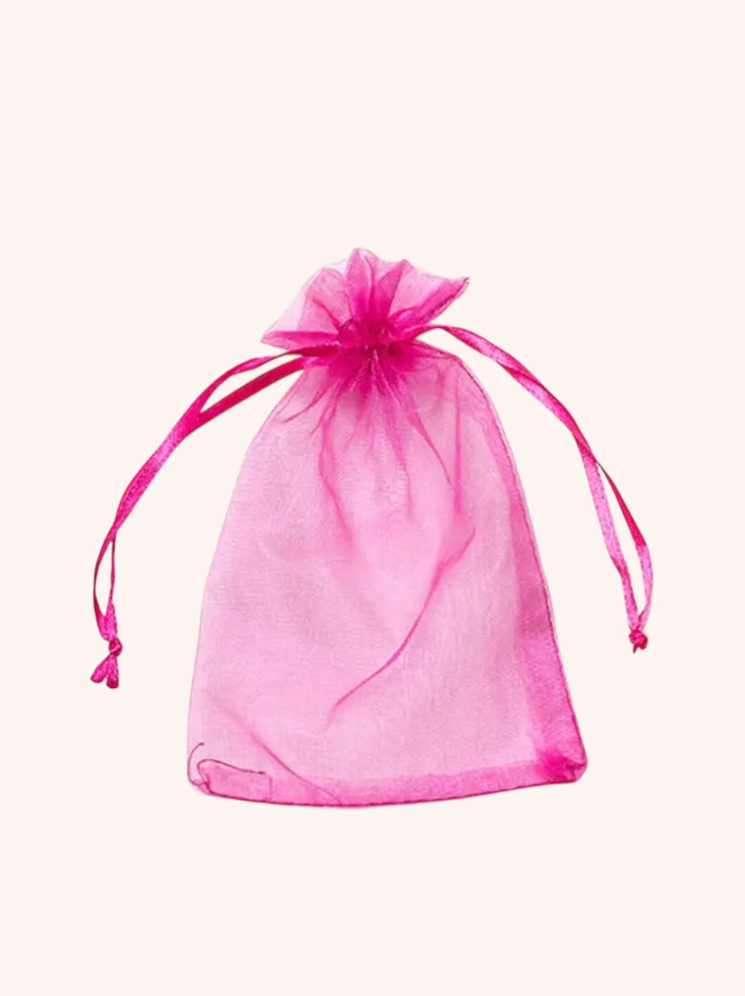 Sieradenzakje organza fuchsia roze 9 x 12 cm