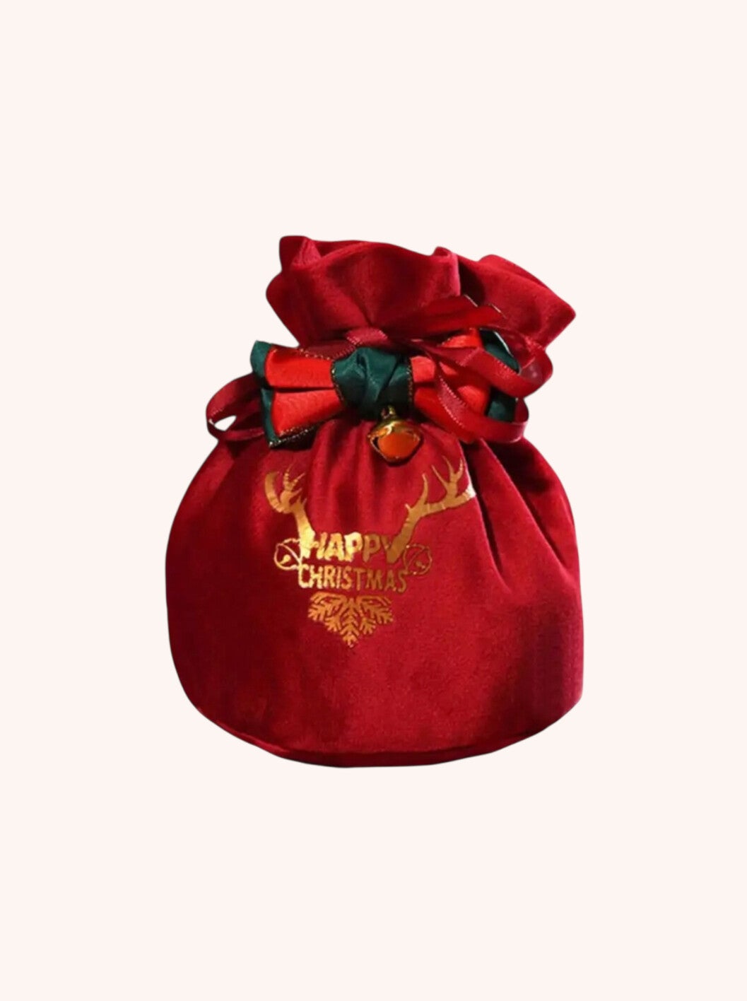 Sieradenzakje Christmas fluweel rood 10 x 12 cm