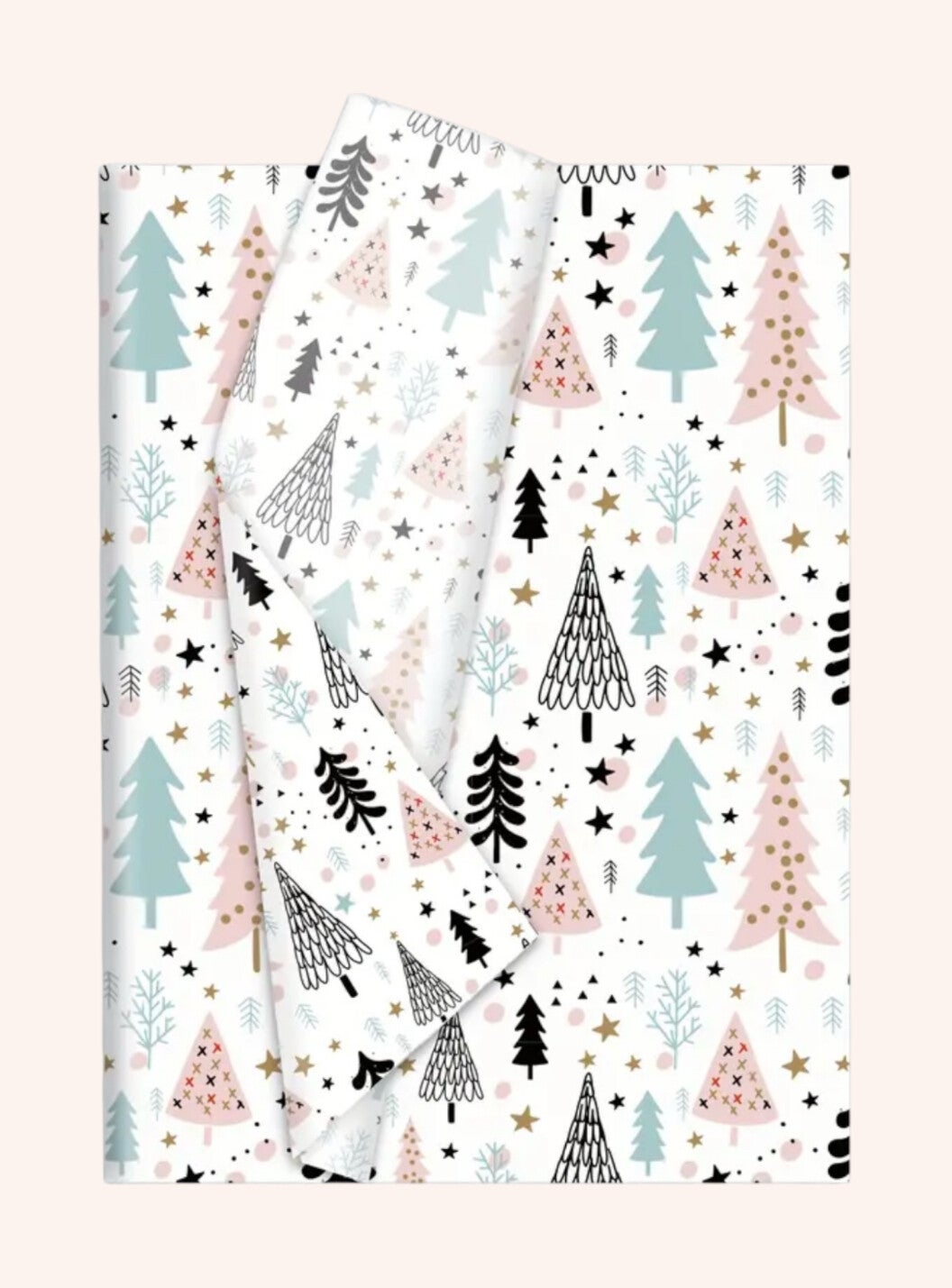 Inpakpapier kerst meerkleurig zwart pasteltinten 50 x 35 cm