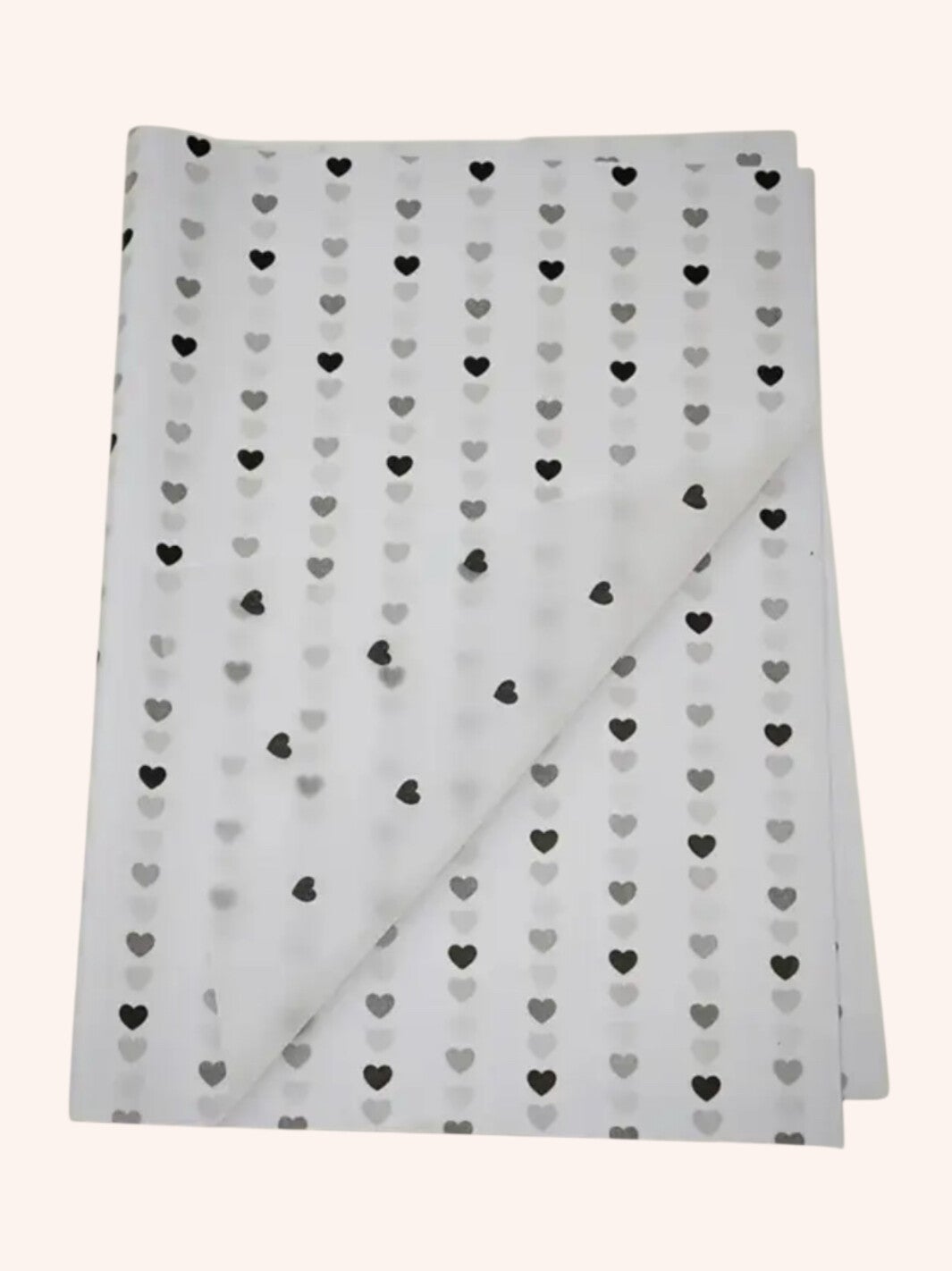 Inpakpapier hartjes wit zwart  50 x 35 cm