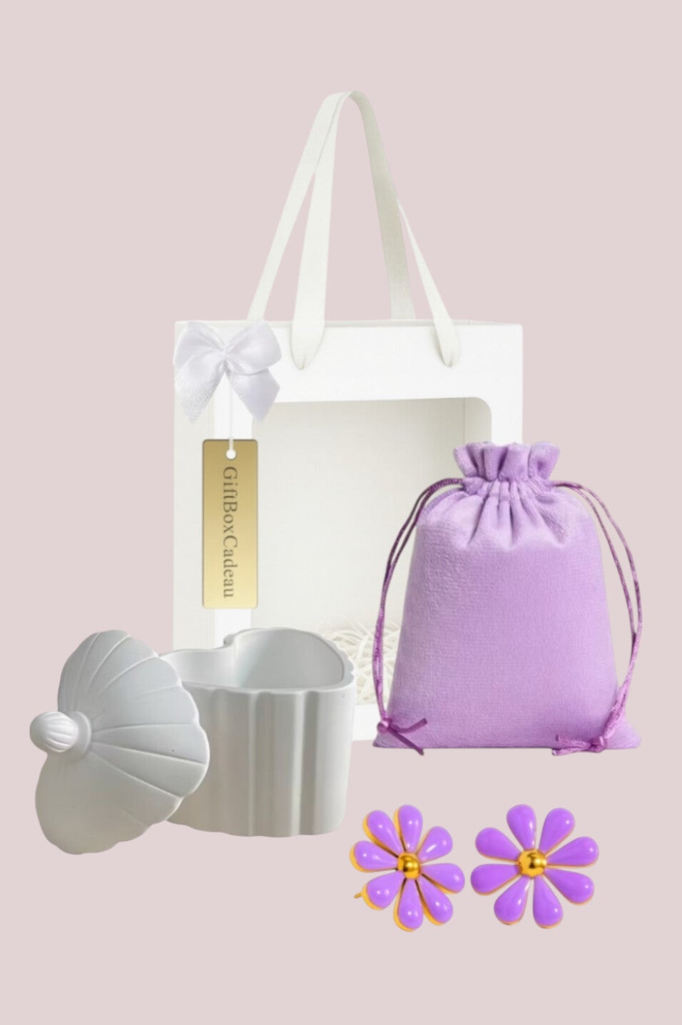 Style to Go oorbellen giftset purple flower