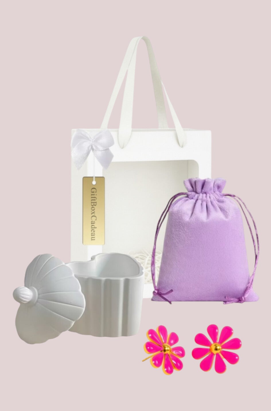 Style to Go oorbellen giftset neon pink flower