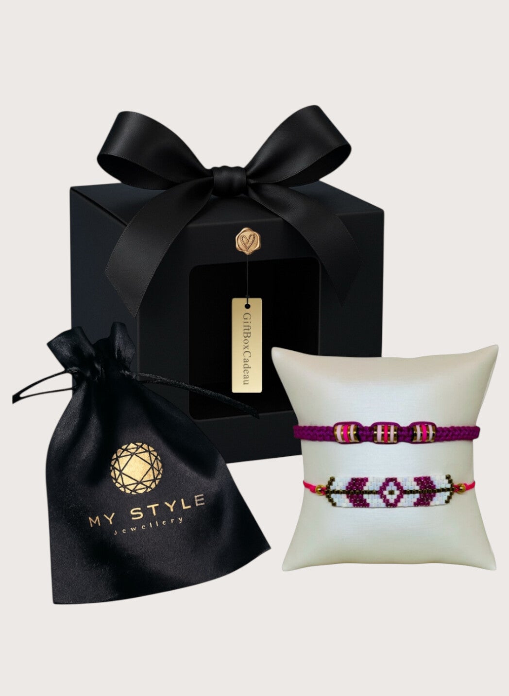 Boho Glam Armbanden Giftset 2 delig fuchsia berry