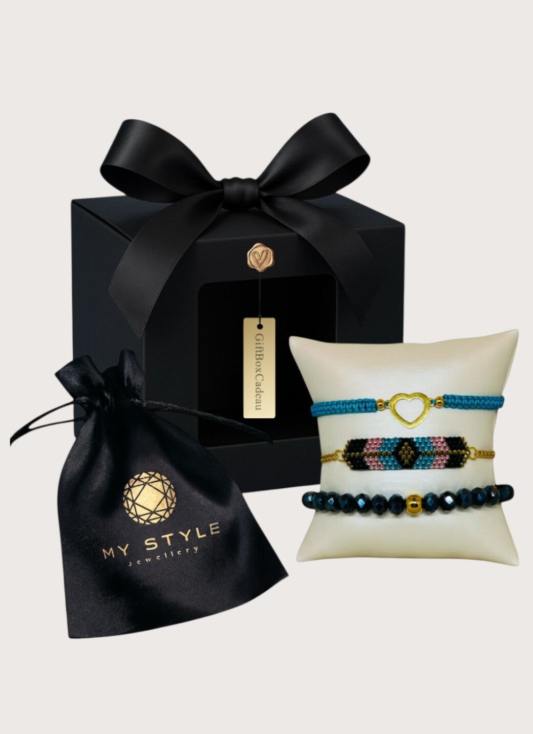 Boho Glam Armbanden Giftset 3 delig blue gold