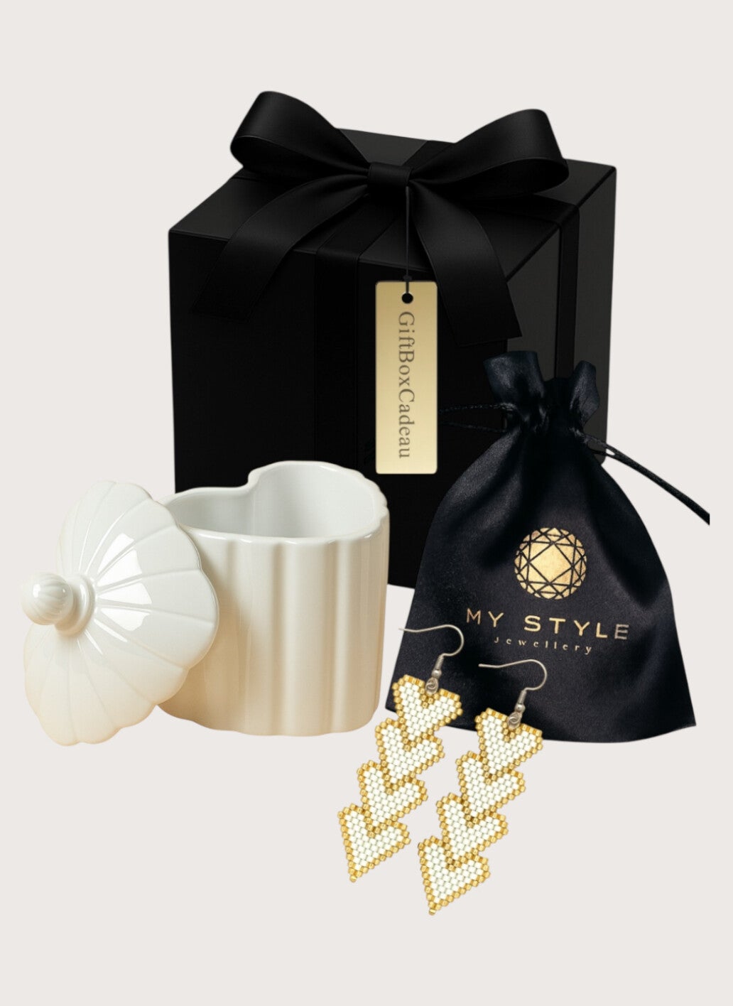 Statement Oorbellen Giftset La Jolie Coeur Ivory Pearl
