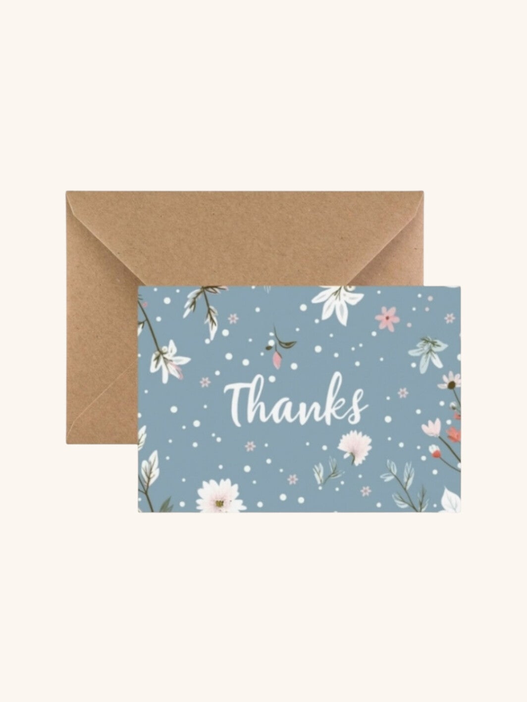 Bedankkaart thanks lichtblauw bloemdesign