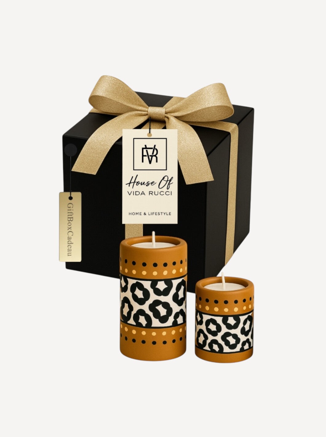 Waxinelichthouder Giftset Savanna Terracotta Chic Leopard