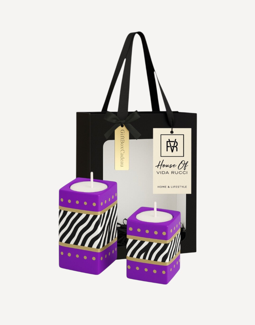 Waxinelichthouder Giftset Savanna Zebra Royal Purple