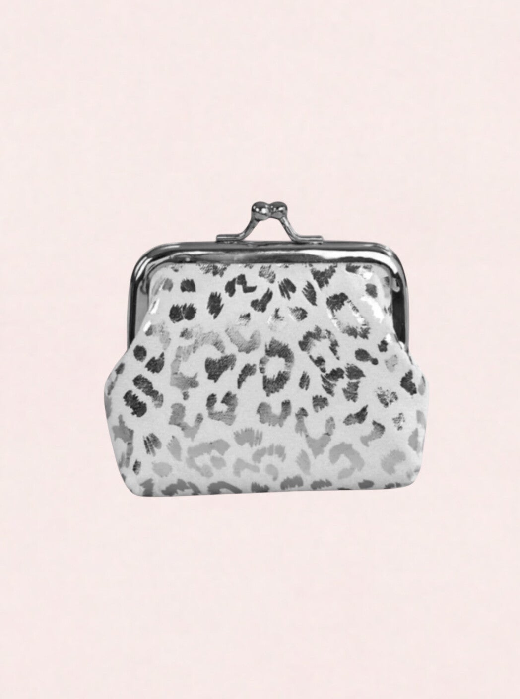 Muntgeld portemonnee luipaard print zilver wit