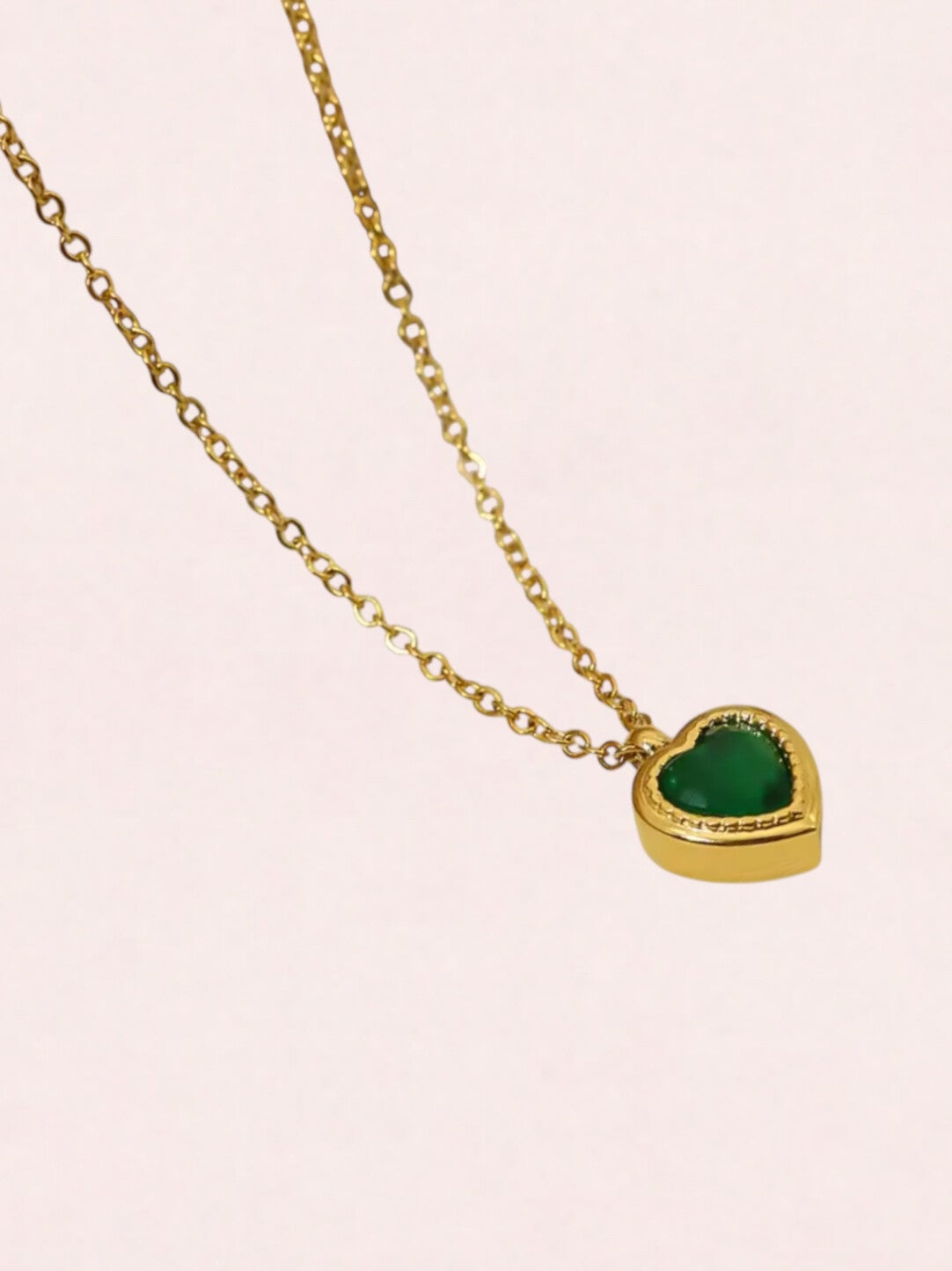 Ketting met hartjes hangertje groen