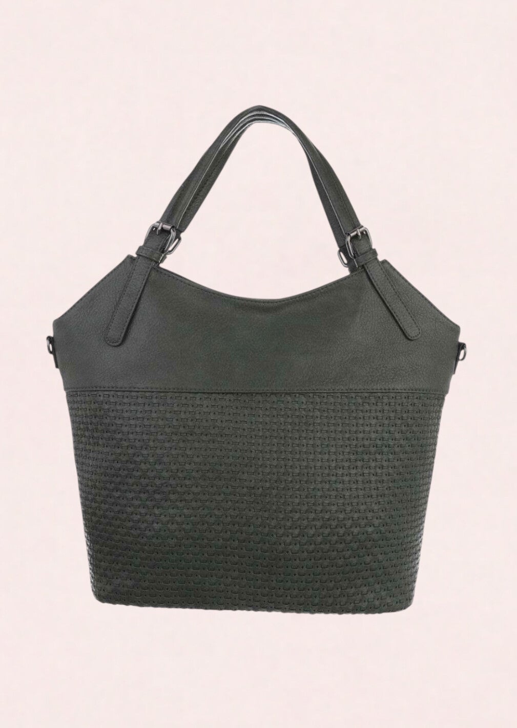 Shopper tas met gevlochten structuur – Donkergroen