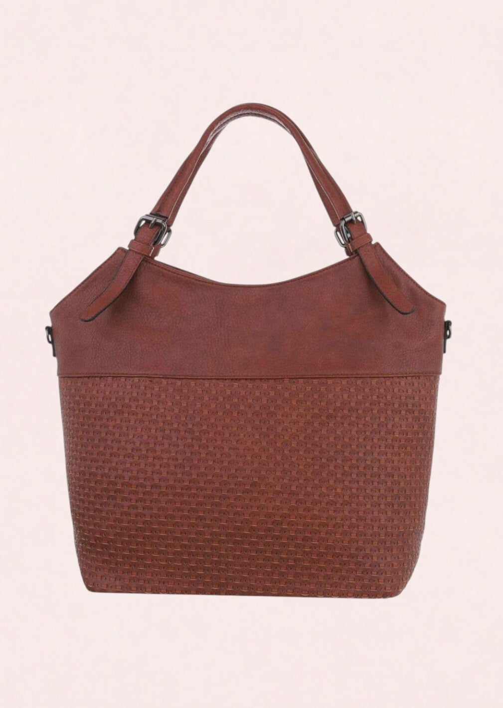 Shopper tas Cognac Bruin met gevochten structuur