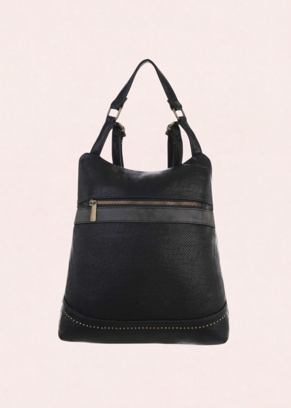 Schoudertas - Rugtas zwart met ritsvak