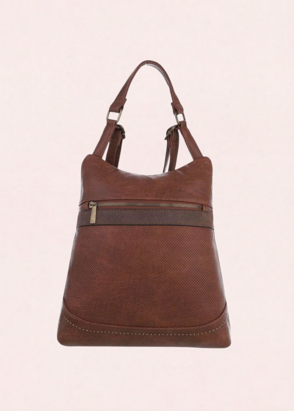 Schoudertas – Rugtas Cognac bruin met ritsvak