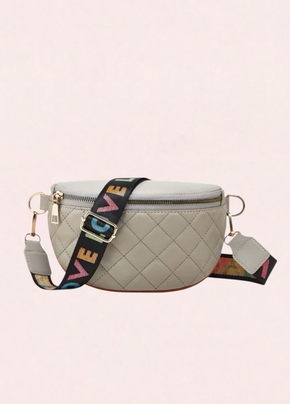 Crossbody tas met ruitstiksel creme wit