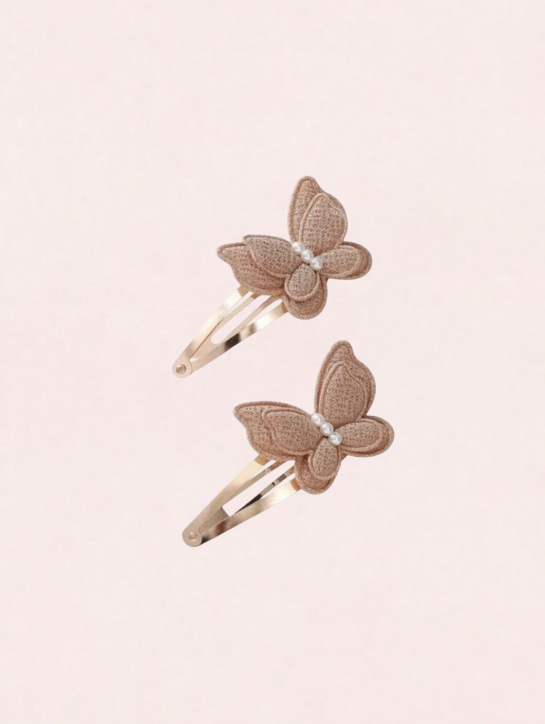Haarclips 2 stuks vlinder beige