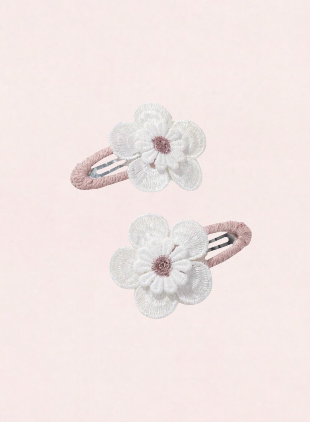 Haarclips 2 stuks bloem wit roze