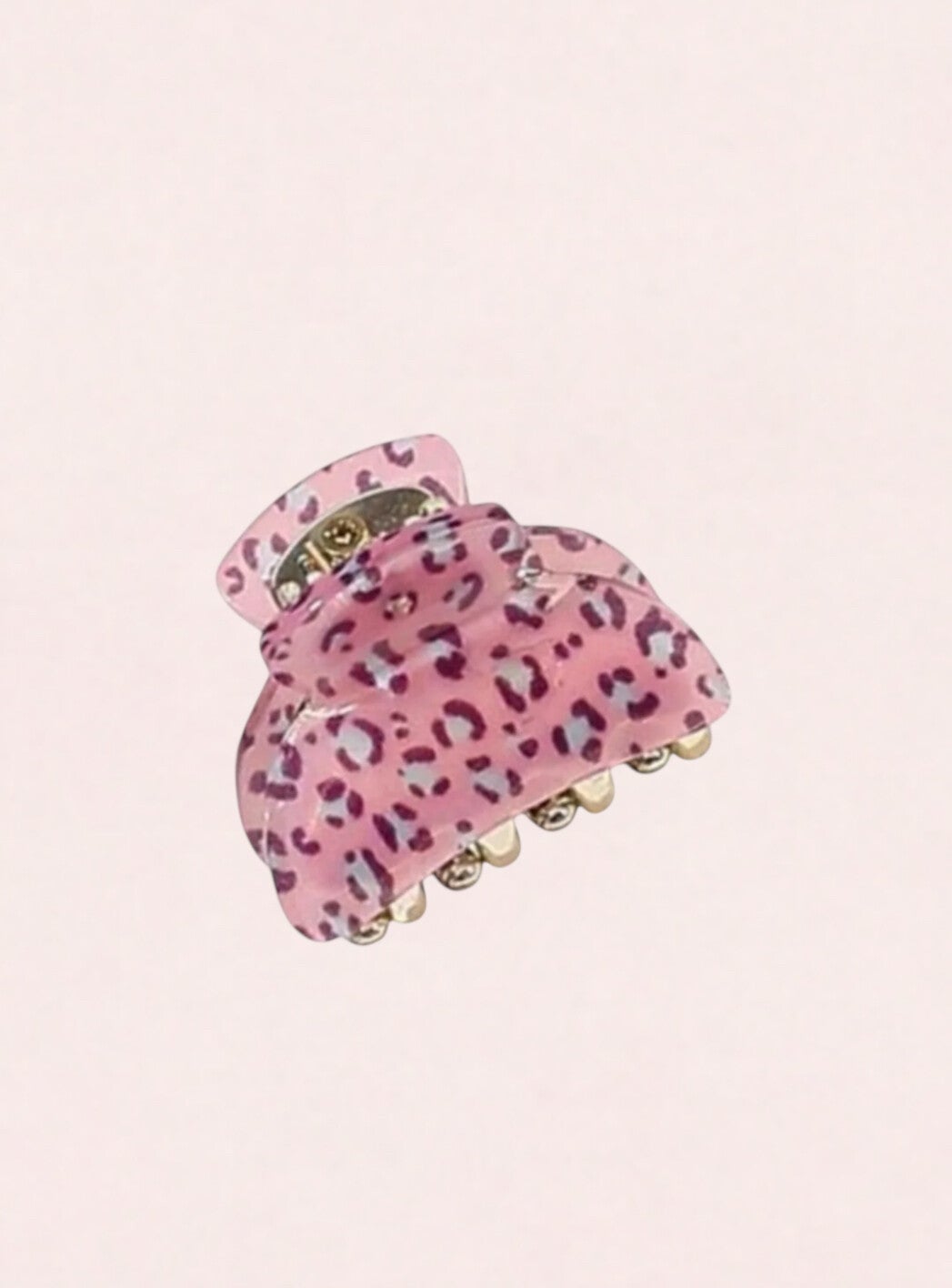 Haarklem met luipaard print roze 4 cm