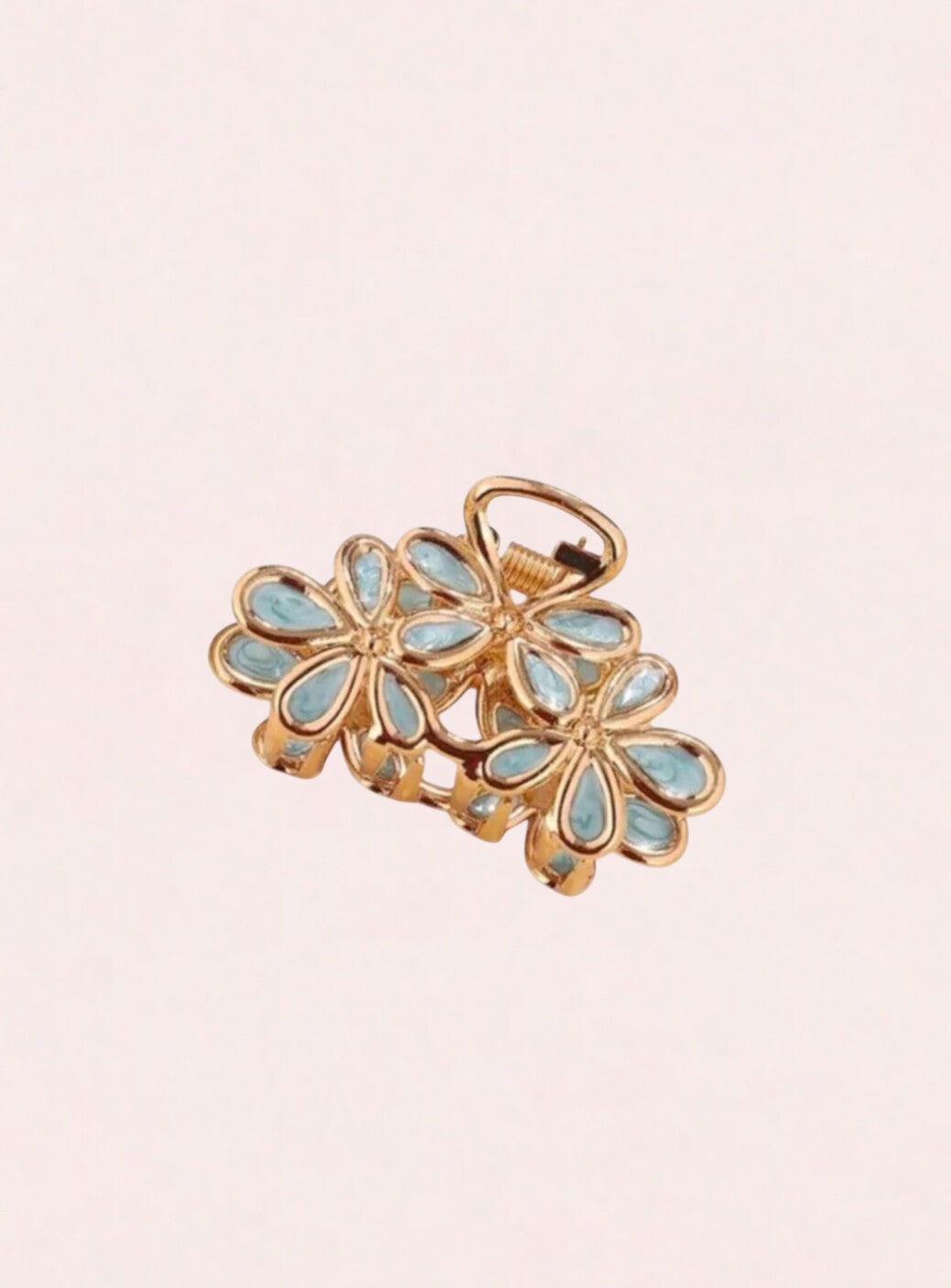 Haarklem met bloem design blauw 4.5 cm