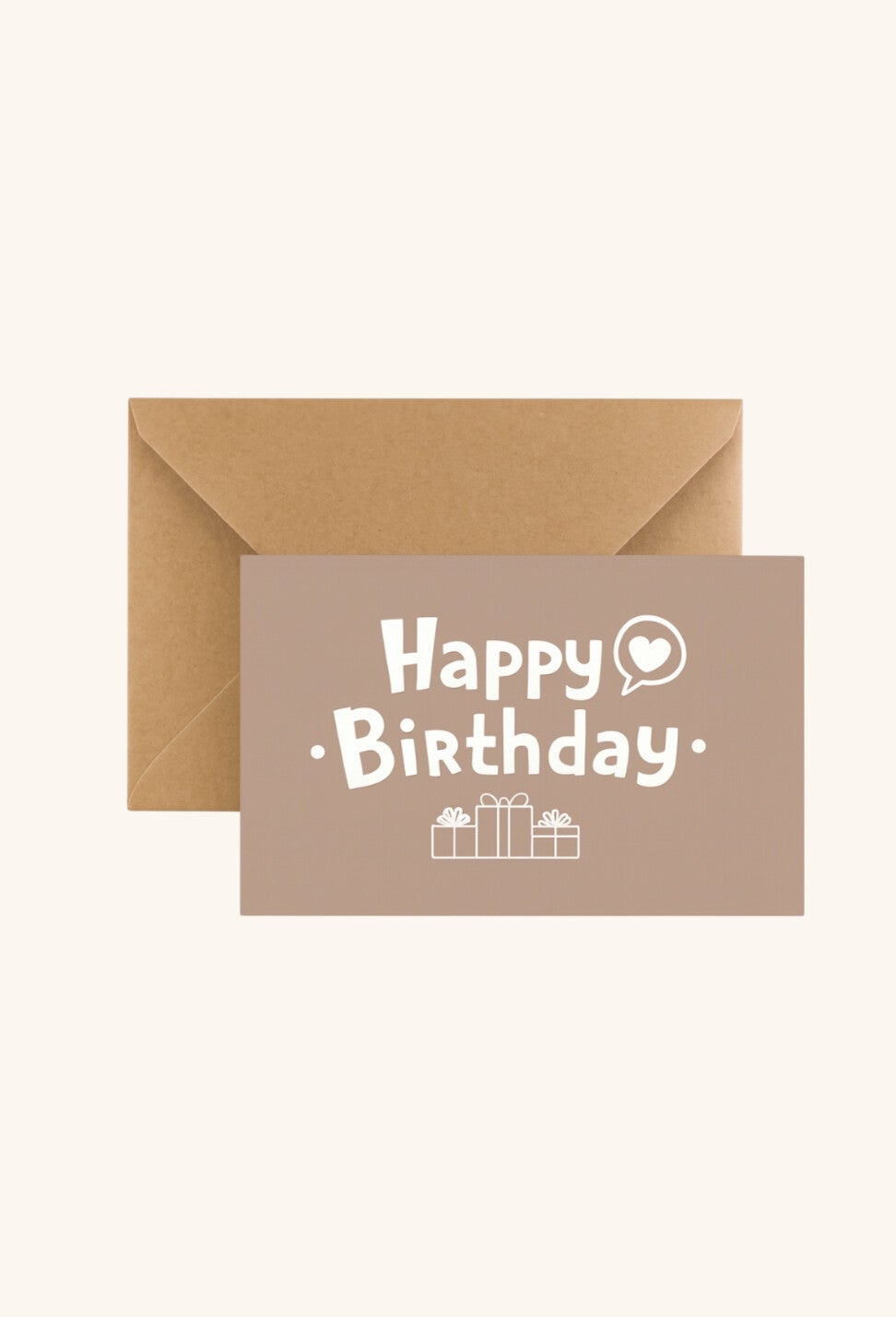 Wenskaart Happy Birthday Taupe wit