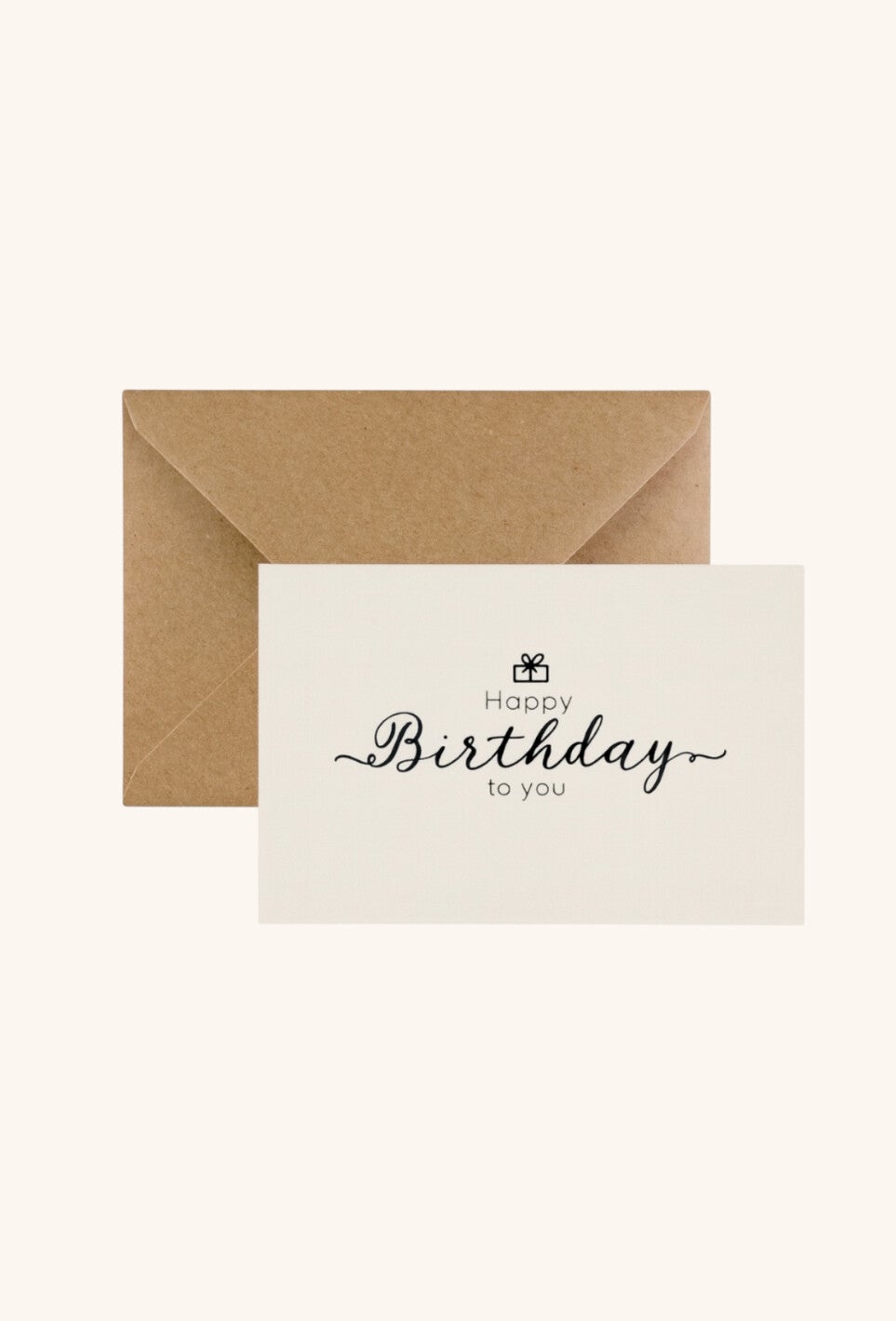 Wenskaart Happy Birthday beige zwart