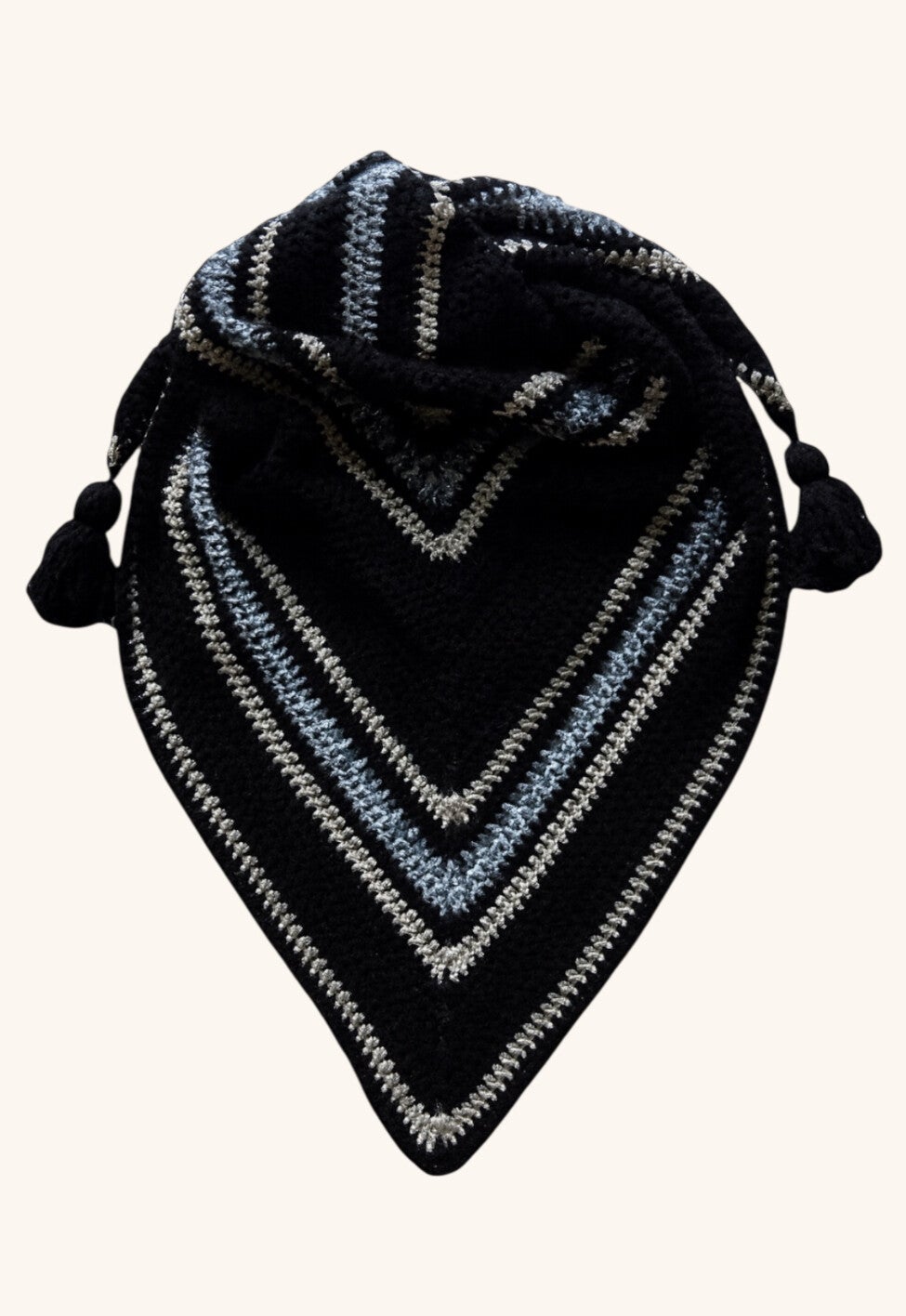 Gehaakte Driehoek Sjaal Black Gold Sparkle Chevron