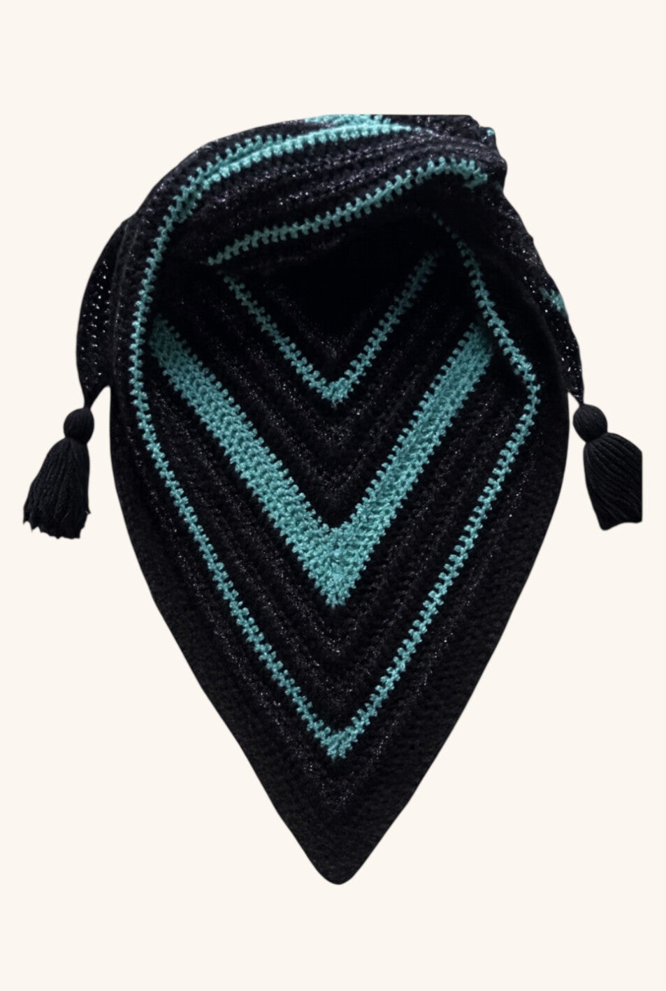 Gehaakte Driehoek Sjaal Midnight Sparkle Chevron