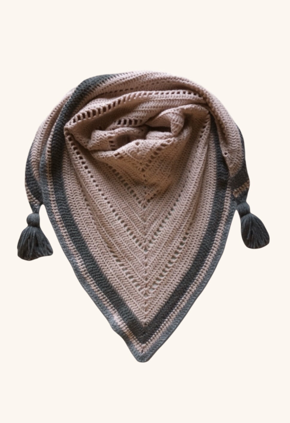 Gehaakte Driehoek Sjaal Chevron Blush