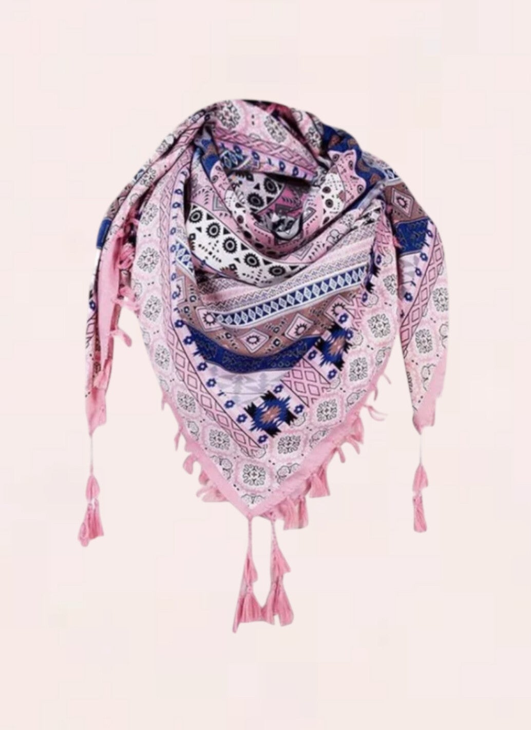 Sjaal roze meerkleurig met boho etnische print