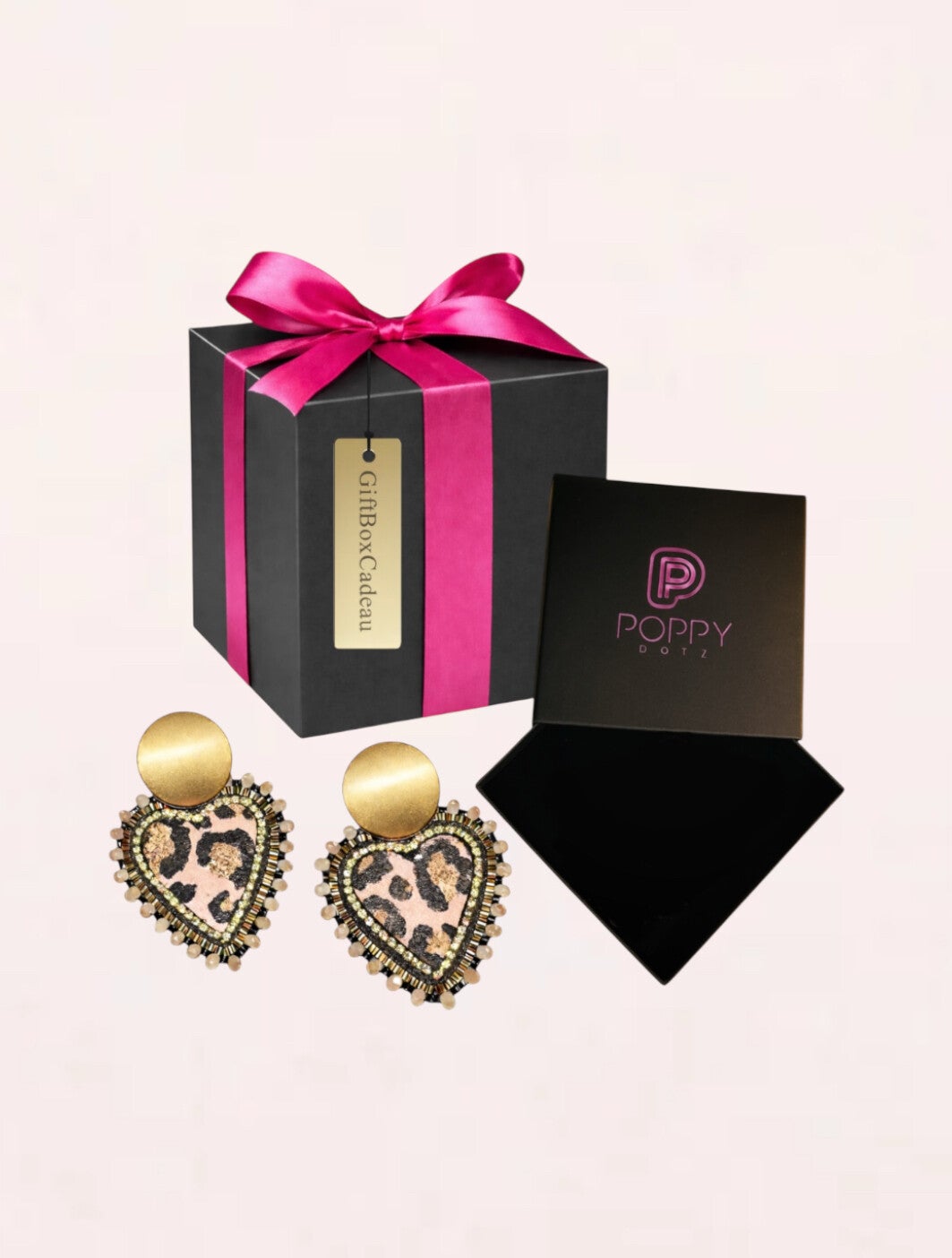 Statement oorbellen giftset Leopard Glam Hearts