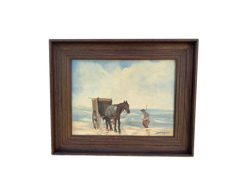 Schilderij van een schelpen visser 