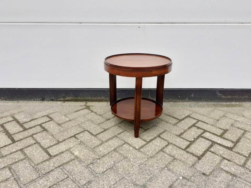 Ronde Mahoniehouten Bijzettafel 