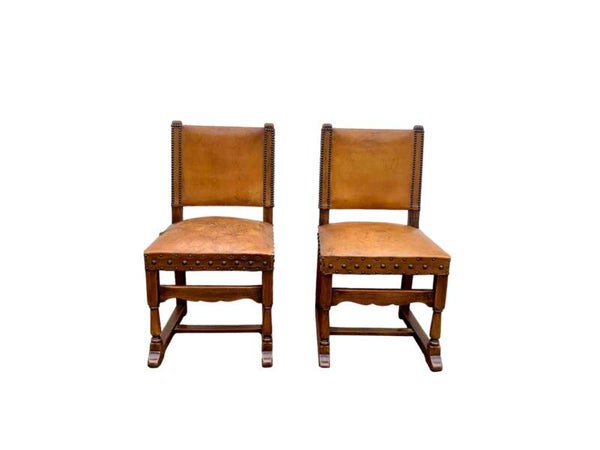 Eikenhouten Stoelen Bekleed Met Schapenleer