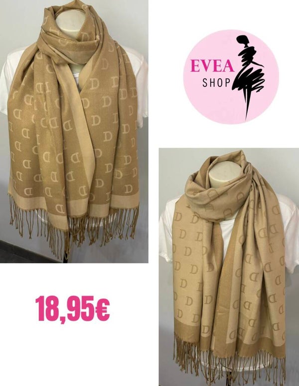 Écharpe « D » beige / dorée