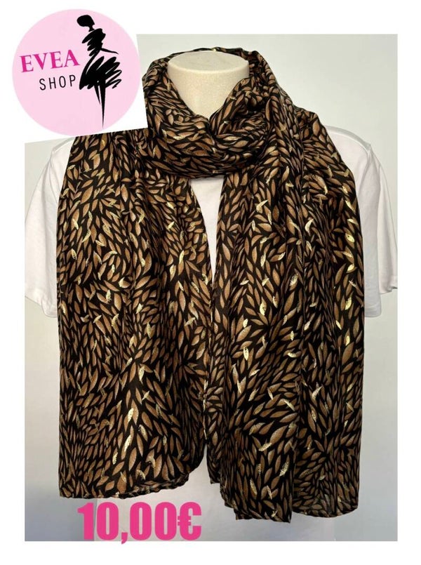 Foulard petites feuilles dorures