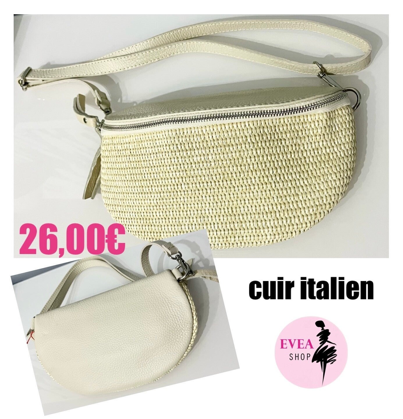 Sac banane tressé beige