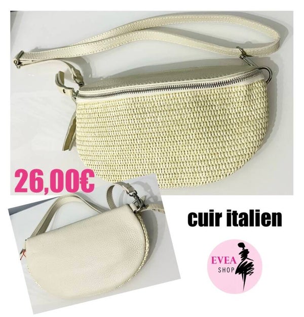 Sac banane tressé beige