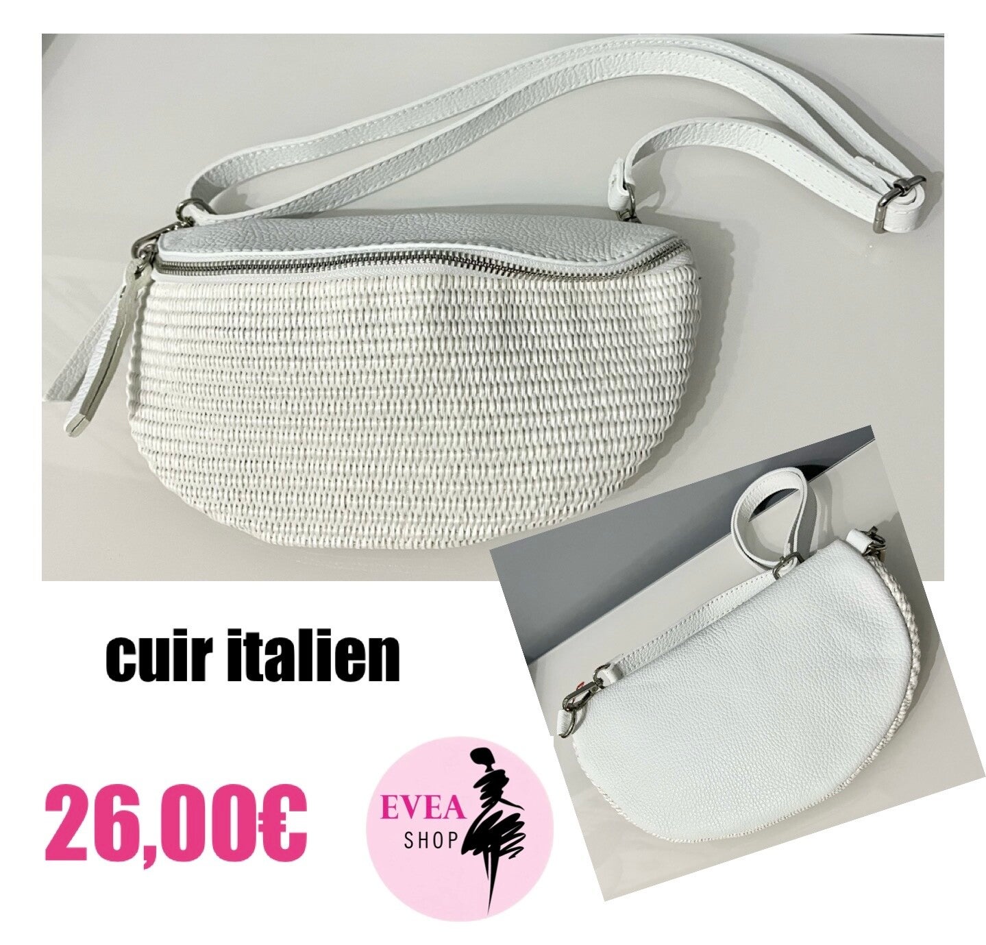 Sac banane tressé blanc