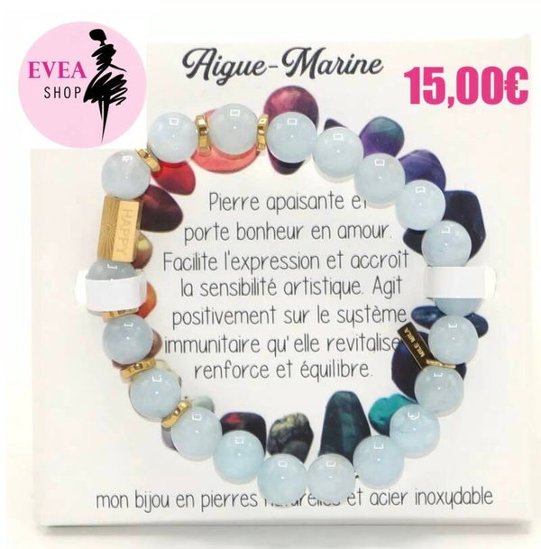 Bracelet grosses pierres Aigue-Marine