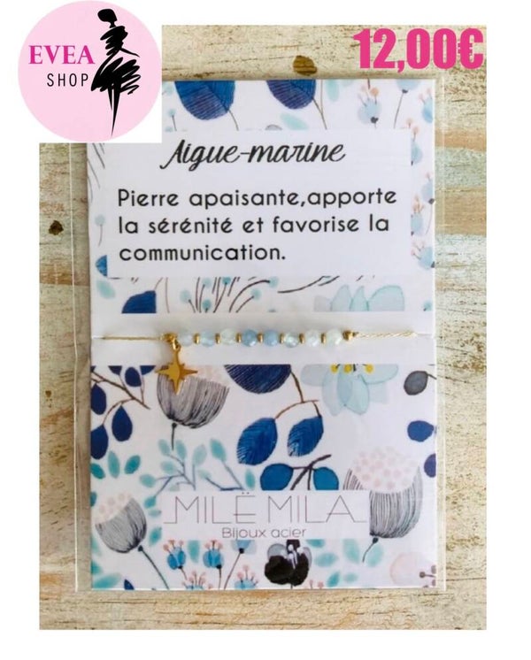 Bracelet fines pierres Aigue-Marine