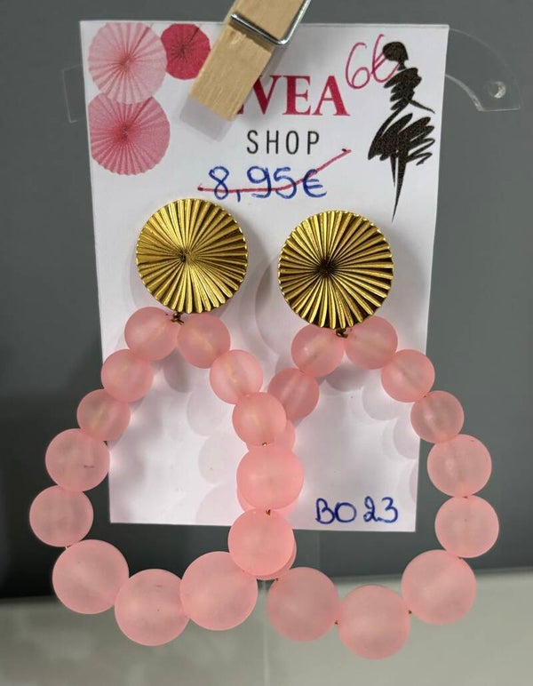 Boucles d'oreilles anneau rose pâle