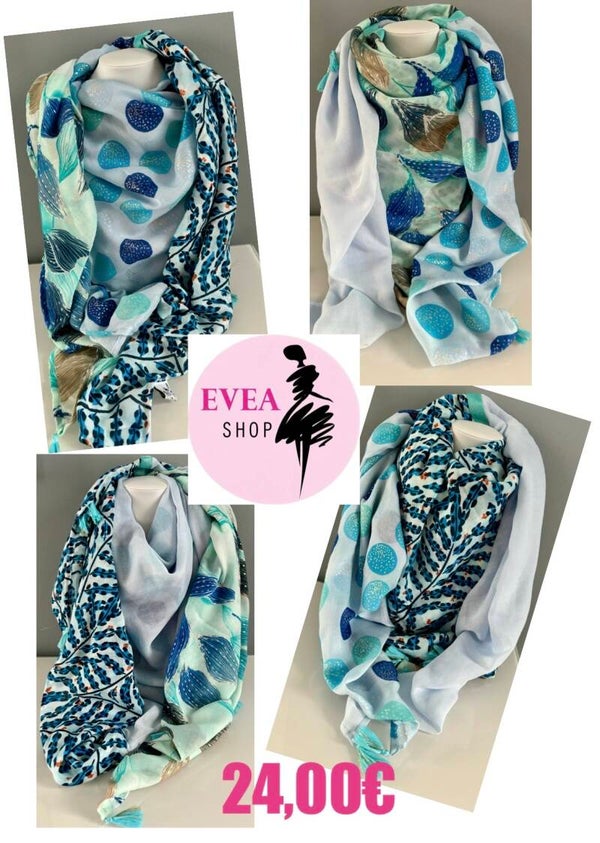 Foulard 4 parties bleu clair