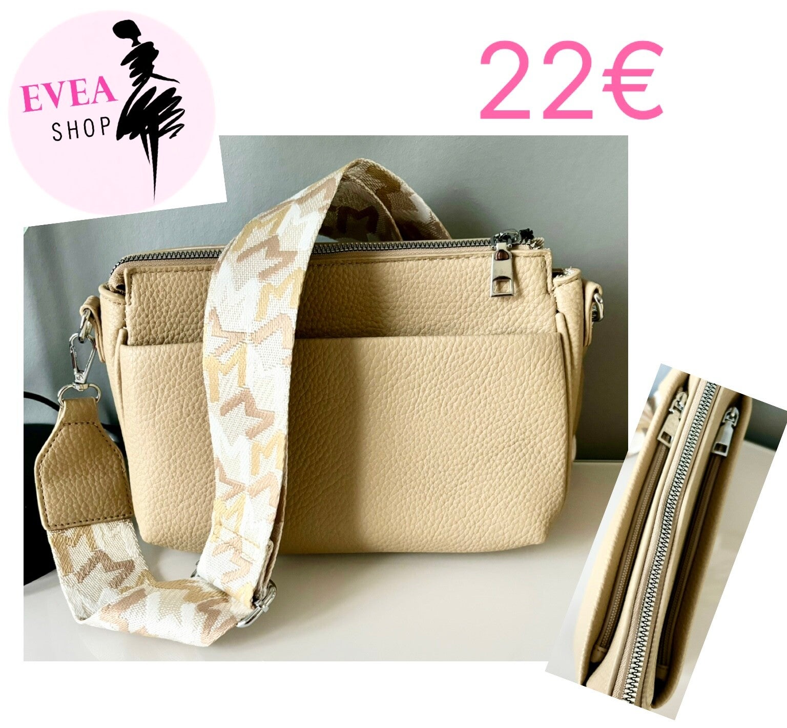 Sac beige multi-poches