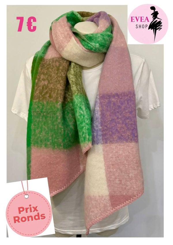 Echarpe multi rose/vert