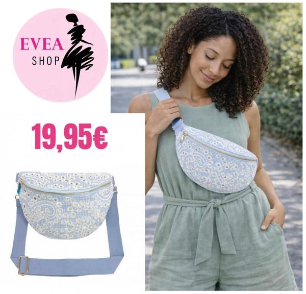 Sac banane dentelle bleu