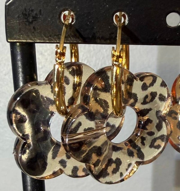 Boucles d’oreilles créoles dorées - léopard